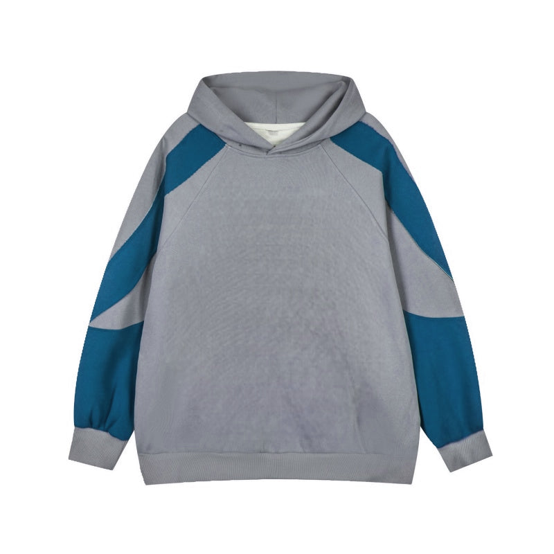 Fashionable Retro Red Color-Contrast Hoodie