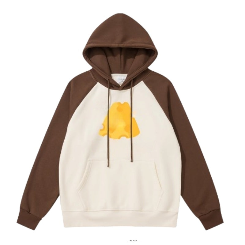 Color-Block Raglan Casual Hoodie